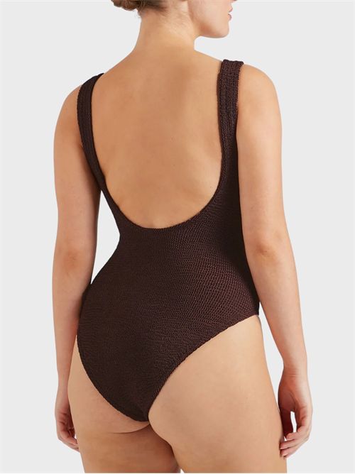 Domino One-Piece Swimsuit HUNZA G | DOMINOSWIMMETALLICCHOCOLATE